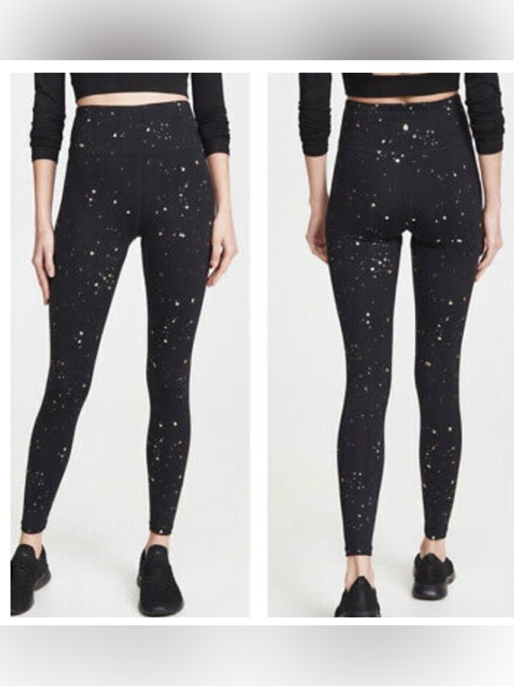 Spiritual Gangster black gold splatter leggings